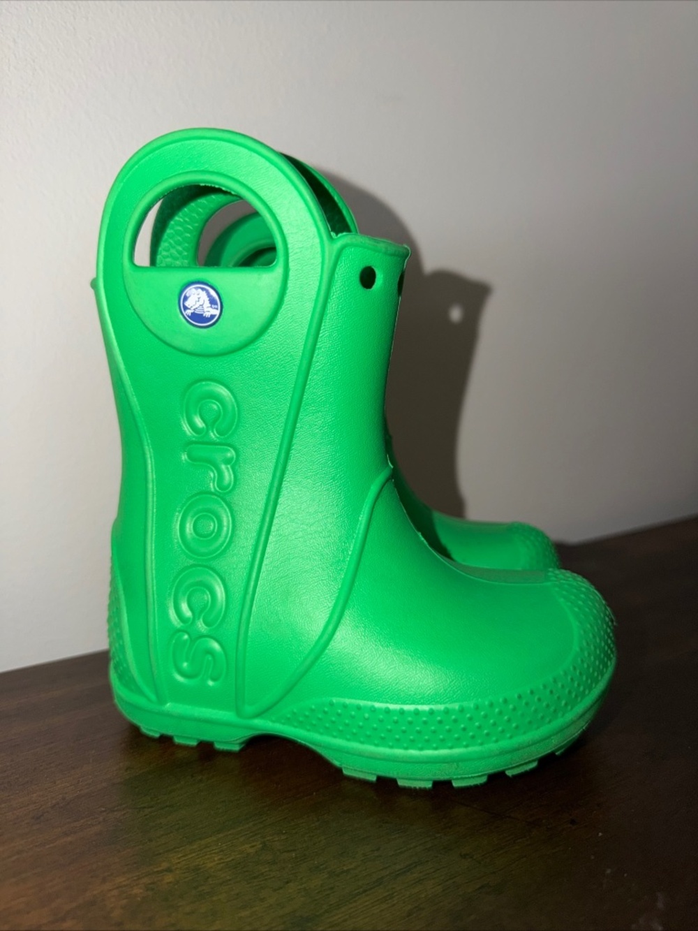 Crocs Kids Handle-It Rain Boots Green Size 7 Rubber EUC